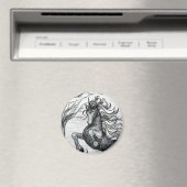 Unicorns Black Unicorn Schwarz & Weiß Zeichnend Magnet (In Situ (Geschirrspüler))
