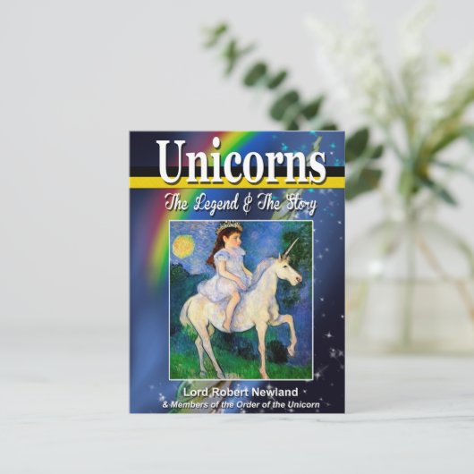 Unicorns Book Cover Postcard Postkarte (Stehend Vorderseite)