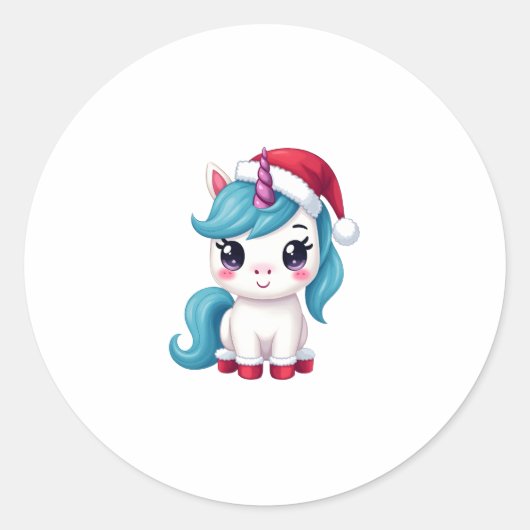 Unicorns Christmas_Santa Claus Unicorn Tank Top (3 Runder Aufkleber (Vorderseite)