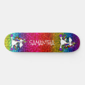 Unicorns Colorful Modern Girly Glitzer Skateboard (Horizontal)