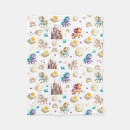 Unicorns & Fairytale Castle - Fantasy Kids Bedding Fleecedecke