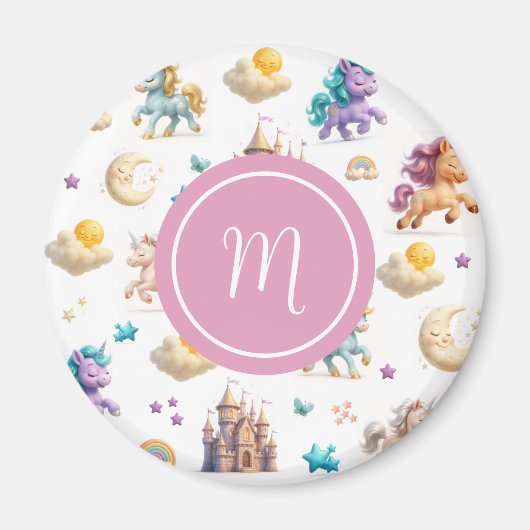 Unicorns & Fairytale Castle - Whimsical Fantasy Magnet (Vorne)