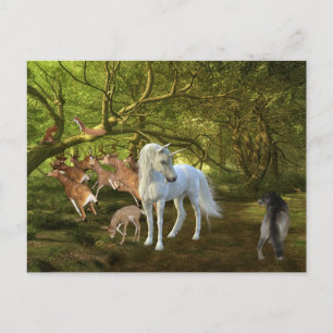 Unicorns Forest Defender Deer Wolf Postkarte