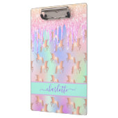 Unicorns Glitzer Rosa Rose Gold Regenbogen Klemmbrett (Links)