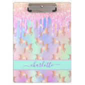 Unicorns Glitzer Rosa Rose Gold Regenbogen Klemmbrett (Vorderseite)