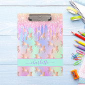 Unicorns Glitzer Rosa Rose Gold Regenbogen Klemmbrett