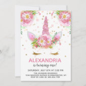 Unicorns in Bloom Birthday Einladung (Vorderseite)