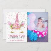 Unicorns in Bloom Dankeschön Karte (Vorderseite)