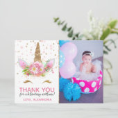 Unicorns in Bloom Dankeschön Karte (Stehend Vorderseite)