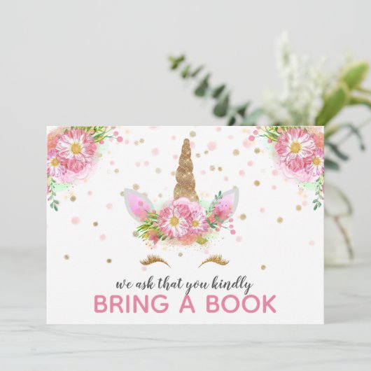 Unicorns in Bloom Einladung (Stehend Vorderseite)