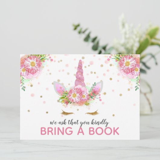 Unicorns in Bloom Einladung (Stehend Vorderseite)