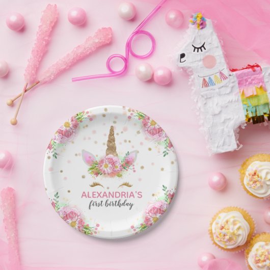 Unicorns in Bloom Pappteller (Party)