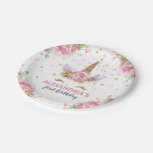 Unicorns in Bloom Pappteller (Schrägansicht)