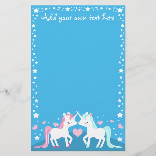 Unicorns in kundengerechtem stationärem der Liebe Briefpapier (Vorderseite)