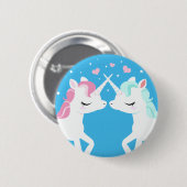 Unicorns in Liebe Knopf Button (Vorne & Hinten)