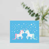 Unicorns in love Postcard Postkarte (Stehend Vorderseite)