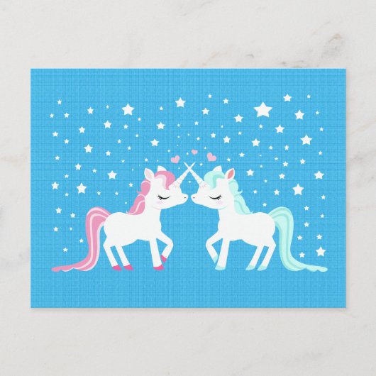 Unicorns in love Postcard Postkarte (Vorderseite)