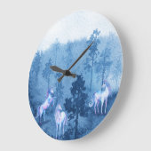 Unicorns in the Mist Große Wanduhr (Winkel)