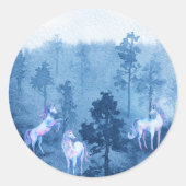 Unicorns in the Mist Runder Aufkleber (Vorderseite)