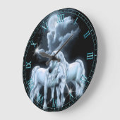 Unicorns in the Moonlight Wall Clock Große Wanduhr (Winkel)