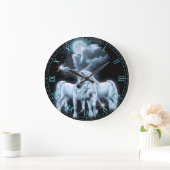 Unicorns in the Moonlight Wall Clock Große Wanduhr (Zuhause)