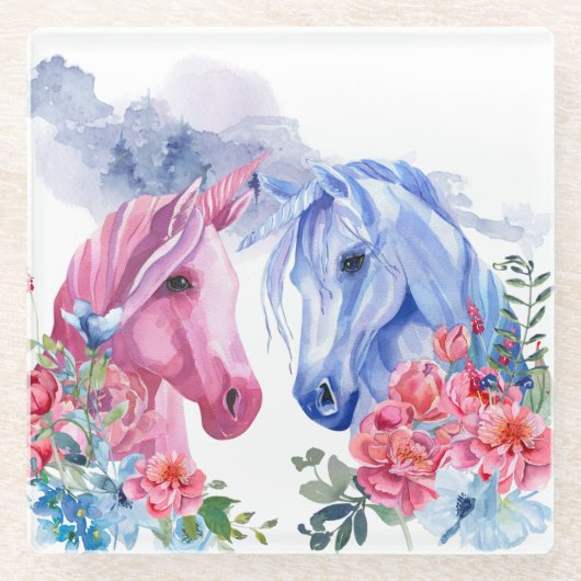 Unicorns Kunst, Dichtung und Musik Glasuntersetzer (Vorderseite)