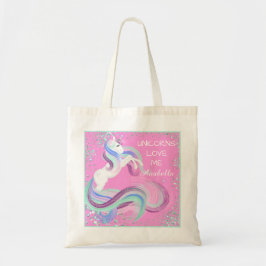 "Unicorns Liebe Me" Glittery Stars Tote Beutel Ros Tragetasche