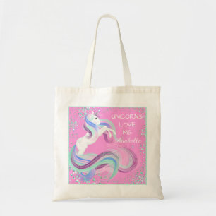 "Unicorns Liebe Me" Glittery Stars Tote Beutel Ros Tragetasche