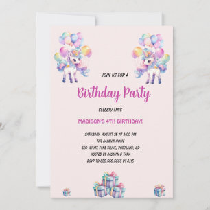 Unicorns Lila Watercolor Geburtstagsparty Einladung