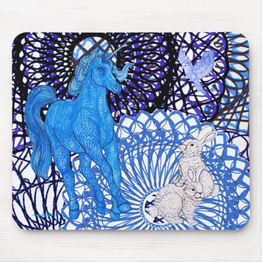 Unicorns Love Rabbits Mousepad (Vorne)