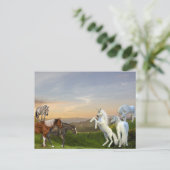 Unicorns Meet Horses Fanasy land Postkarte (Stehend Vorderseite)