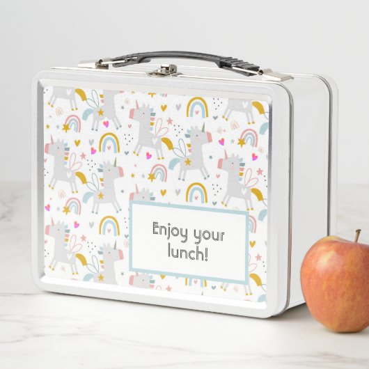 Unicorns Metal Lunch Box Editable Text (Beispiel)