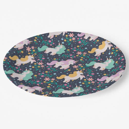 Unicorns Pappteller (Schrägansicht)