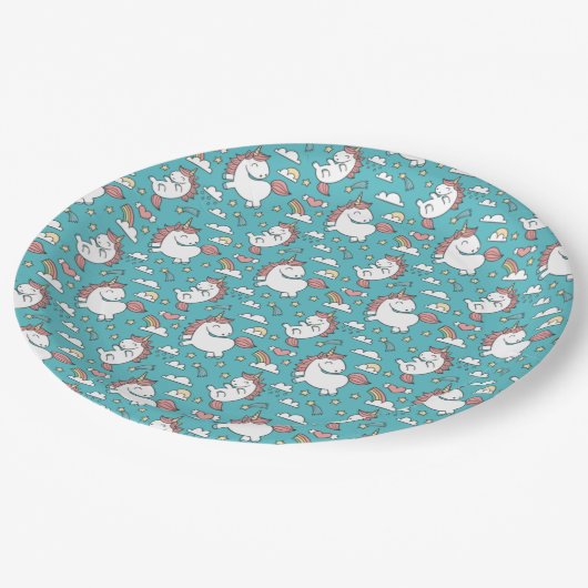 Unicorns Pappteller (Schrägansicht)