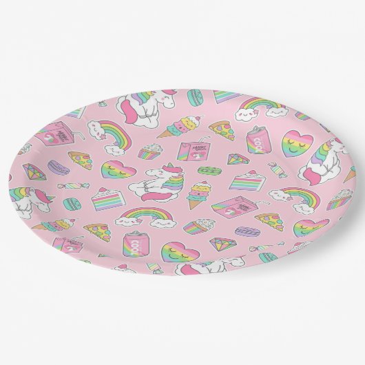 Unicorns Pappteller (Schrägansicht)