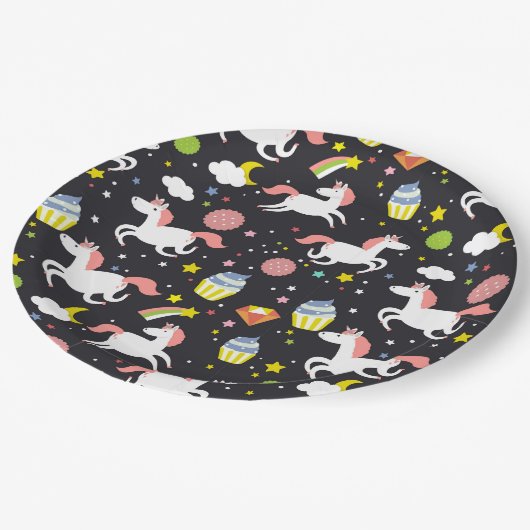 Unicorns Pappteller (Schrägansicht)