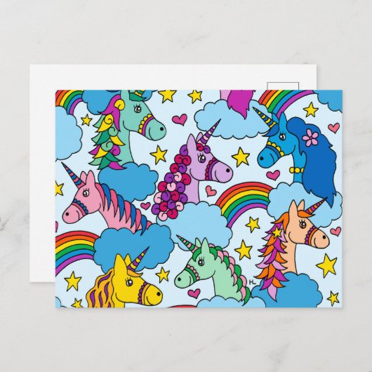 Unicorns Postkarte (Vorne/Hinten)