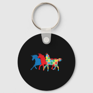 Unicorns Puzzle Blue Red Autism Awareness ASL Girl Schlüsselanhänger
