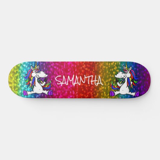 Unicorns Rainbow Glitzer Skateboard (Horizontal)