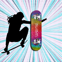 Unicorns Rainbow Glitzer Skateboard