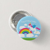 Unicorns & Rainbows Kinderparty Niedlich Button (Vorne & Hinten)