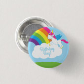 Unicorns & Rainbows Kinderparty Niedlich Button (Vorne & Hinten)