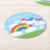 Unicorns & Rainbows Kinderparty Niedlich Runder Pappuntersetzer (Angewinkelt)