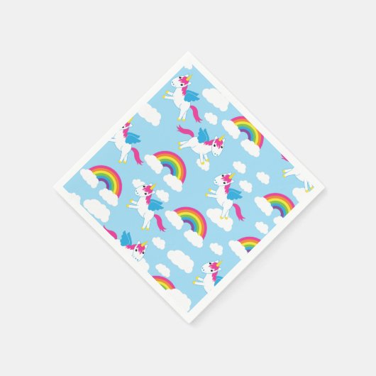 Unicorns & Rainbows Kinderparty Niedlich Serviette (Ecke)