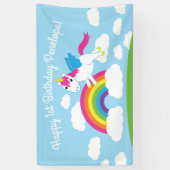 Unicorns & Rainbows Niedlich 1. Geburtstag Party T Banner (Vertikal)