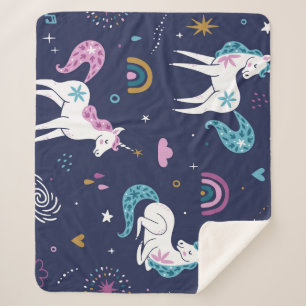 Unicorns Rainbows: Niedlicher Cartoon Nahtlos Sherpadecke