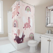 Unicorns Rainbows: Pastellzauberer Hintergrund. Duschvorhang (Beispiel)