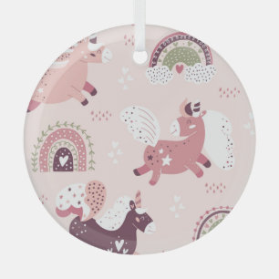 Unicorns Rainbows: Pastellzauberer Hintergrund. Ornament Aus Glas