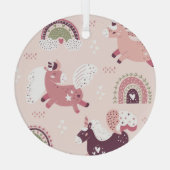 Unicorns Rainbows: Pastellzauberer Hintergrund. Ornament Aus Glas (Rückseite)