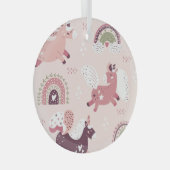 Unicorns Rainbows: Pastellzauberer Hintergrund. Ornament Aus Glas (Vorderseite Rechts)